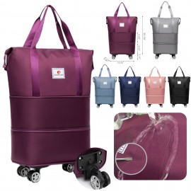 Foldable Waterproof Travel Bag W/ Wheels with Logo  Foldable Waterproof Travel Bag W/ Wheels with Logo