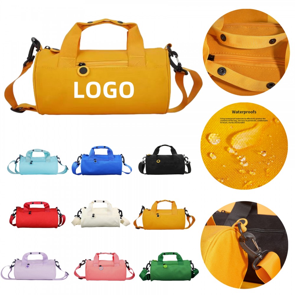 Logo Branded Cylindrical Leisure Travel Duffel Bag Logo Branded Cylindrical Leisure Travel Duffel Bag