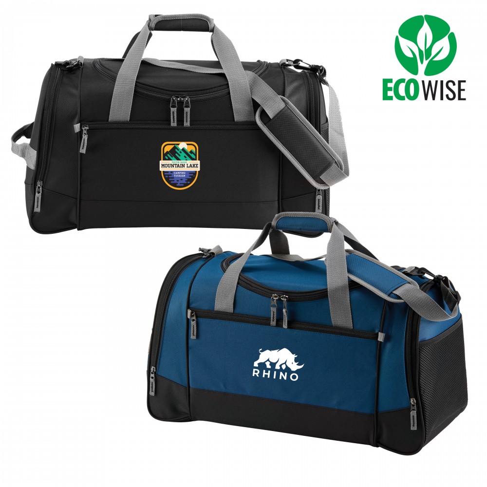 rPET Travel Duffel Bag - Eco-Friendly - 22" Recycled Polyester (2 Colors) with Logo rPET Travel Duffel Bag - Eco-Friendly - 22" Recycled Polyester (2 Colors) with Logo