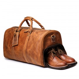 Buffalo Leather Duffel Bag with Logo  Buffalo Leather Duffel Bag with Logo