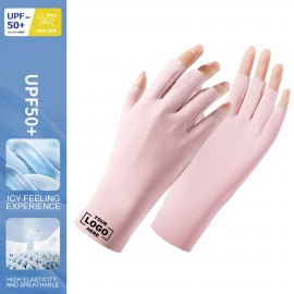 Customized Unisex Full Finger UV Protection Gloves with Touchscreen and Ice Silk Cooling Sensation