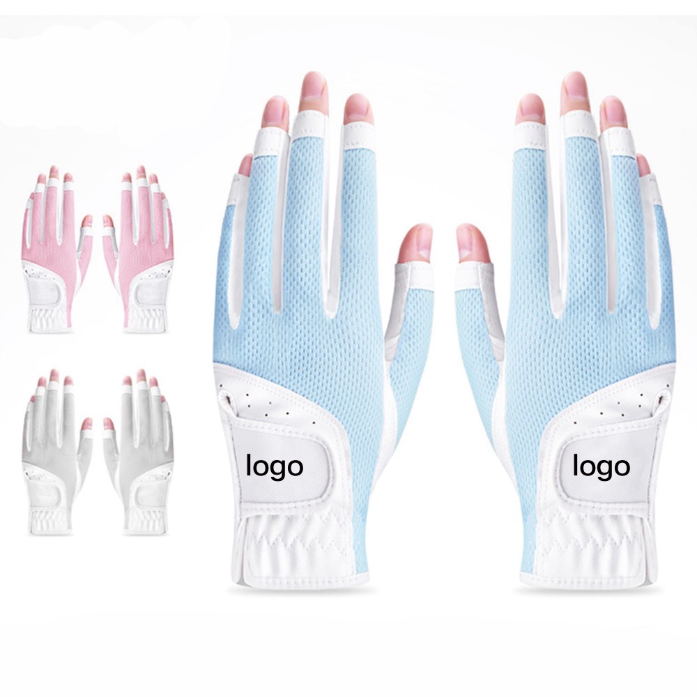 Golf Fingerless Breathable Mesh Sun Protection Gloves with Logo Golf Fingerless Breathable Mesh Sun Protection Gloves with Logo
