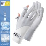 Womens Full Finger UV Protection Gloves with Touchscreen and Ice Silk Cooling Sensation with Logo