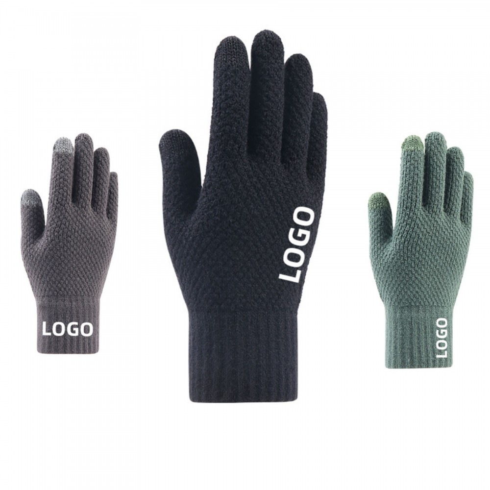 Logo Branded Winter Cycling Knit Touch Screen Anti-Slip Glove