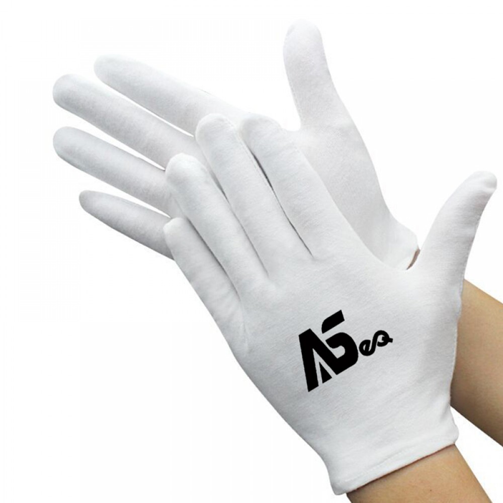White Cotton Work Gloves with Logo