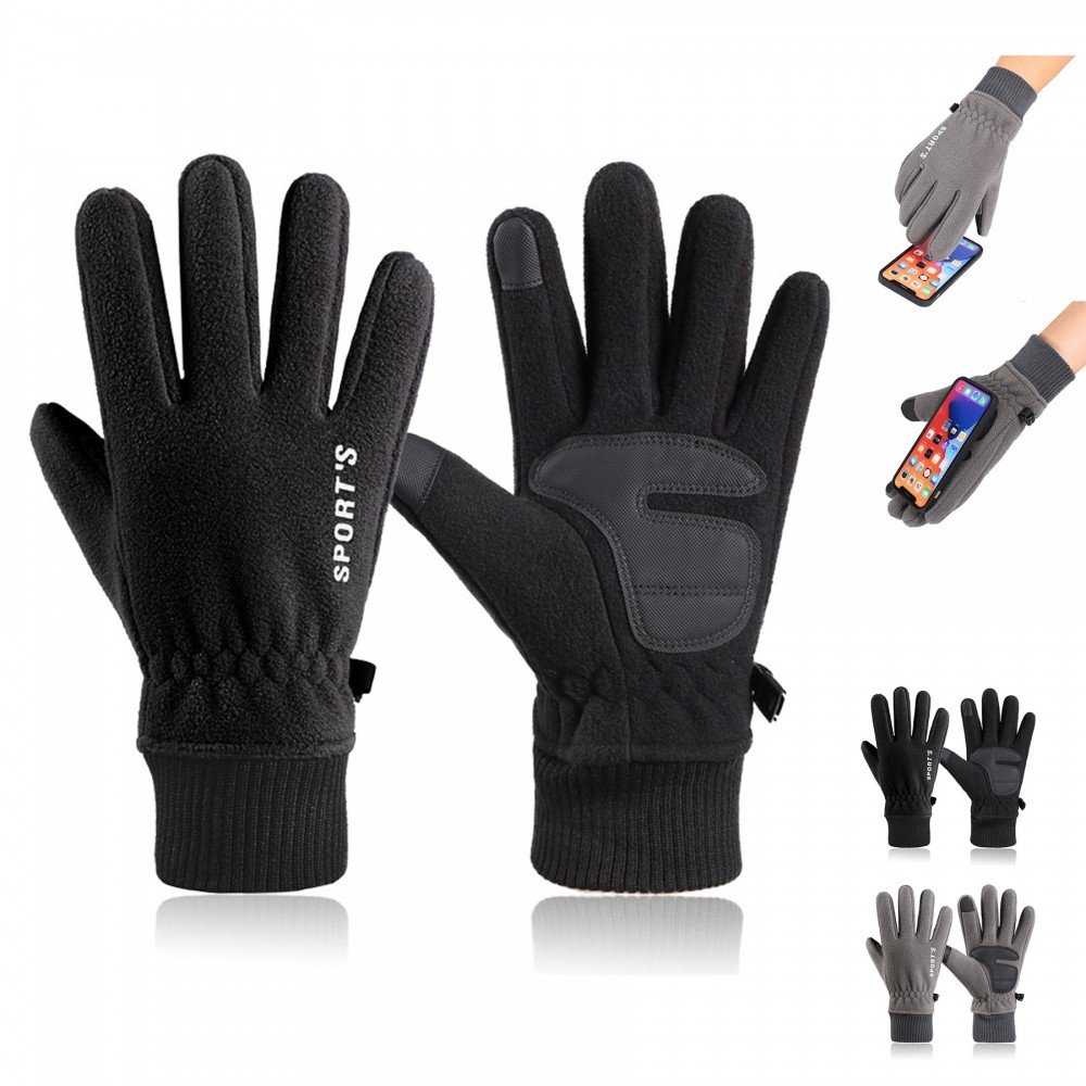 Winter Fleece Gloves Touch Screen Water Resistant Windproof with Logo