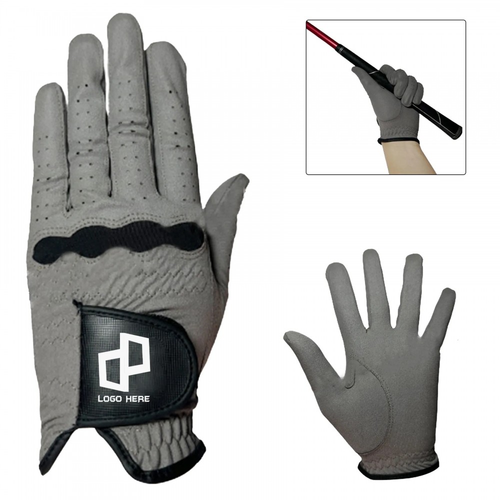Gray Microfiber Golf Glove with Logo Gray Microfiber Golf Glove with Logo