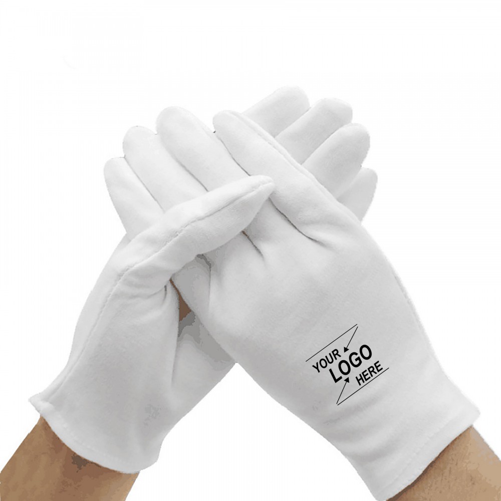 Premium White Cotton Work Gloves 100% Soft Material with Logo Premium White Cotton Work Gloves 100% Soft Material with Logo