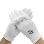 Premium White Cotton Work Gloves 100% Soft Material with Logo