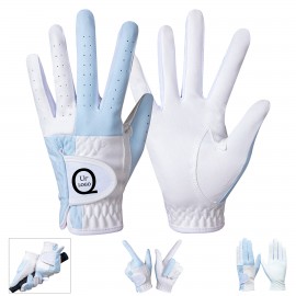 Blue And White Golf Gloves with Logo