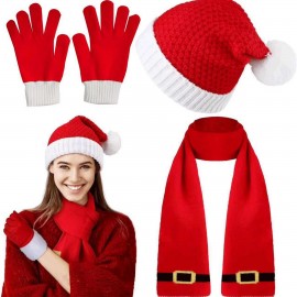 Logo Branded Christmas Beanie Knit Scarf Glove(3 sets)