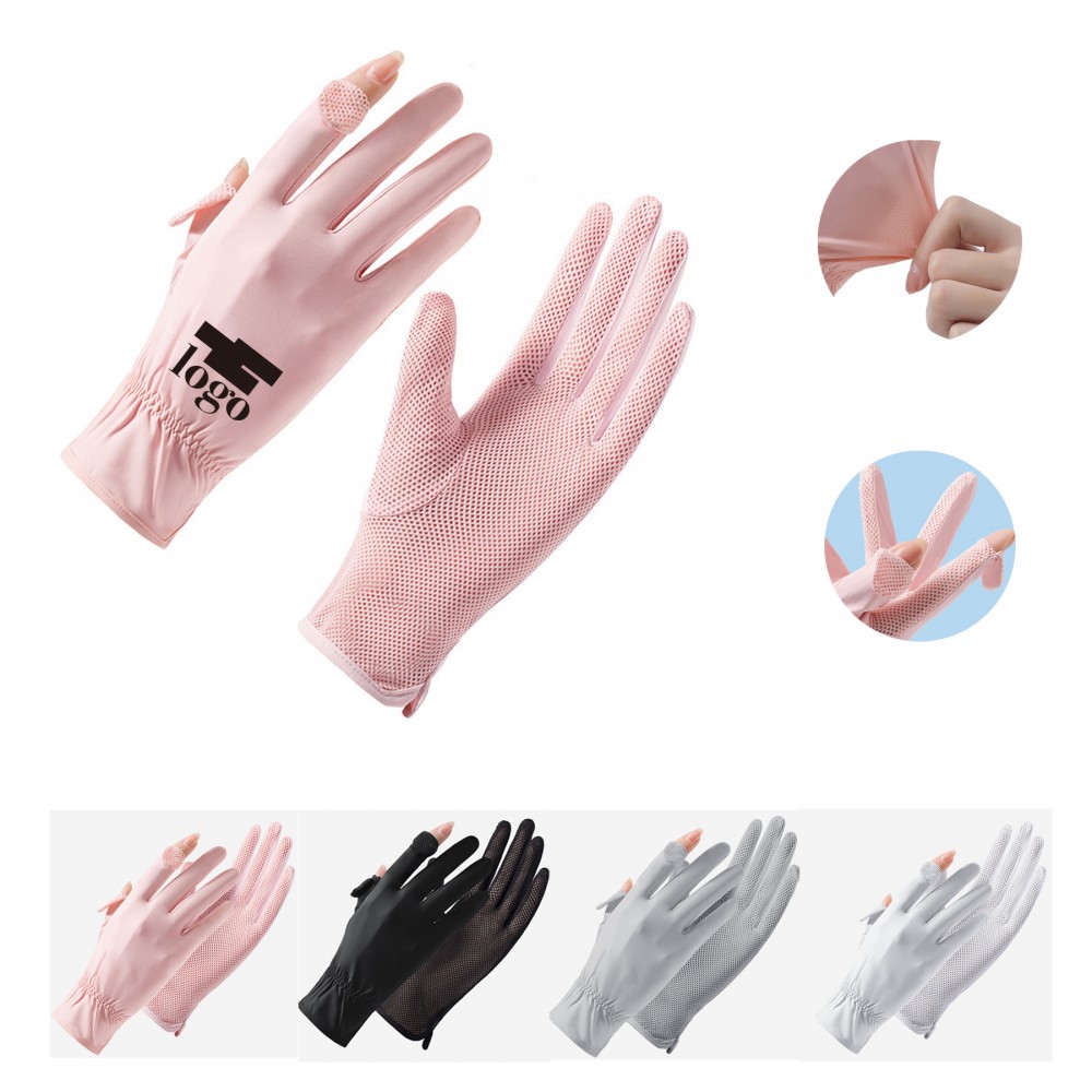 Summer Sun Protection Quick Drying Ice Silk Gloves with Logo