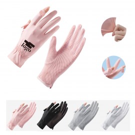 Summer Sun Protection Quick Drying Ice Silk Gloves with Logo