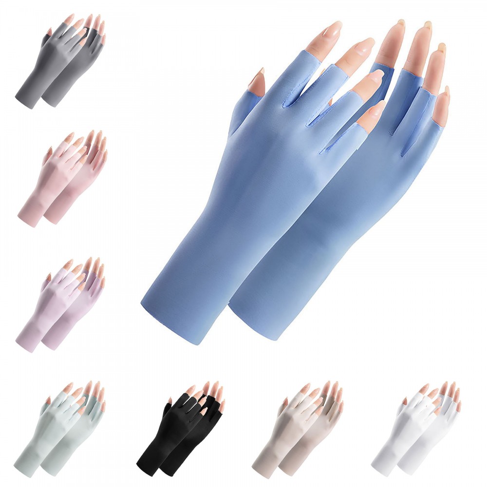 Women Sunblock Fingerless Gloves with Logo