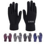 Winter Knitted Ski Outdoor Liner Thermal Warm Touchscreen Gloves for Running Biking Hiking Walking with Logo