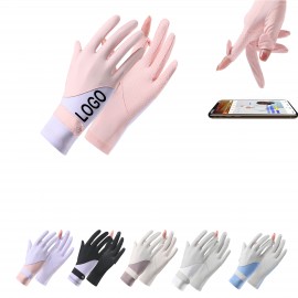 Full Finger Ice Silk Uv Protection Gloves with Logo