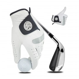 White Breathable Soft Golf Glove in Cabretta Leather with Logo