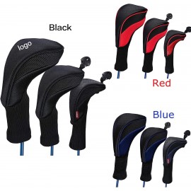 Custom Golf Club Head Covers 3-Piece Set with Replaceable Labels