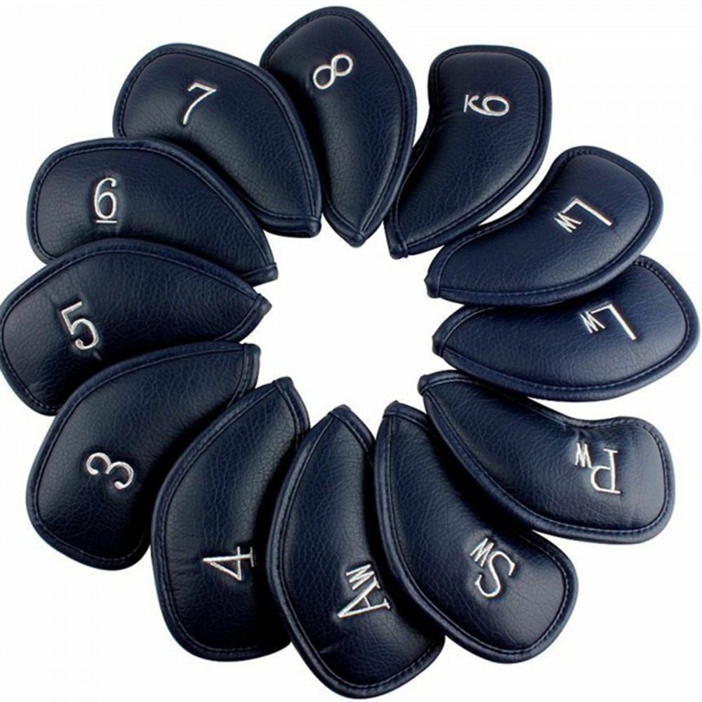 12 pcs / Set Lychees texture Leather Blade Putter Head Cover with Logo
