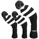 Knitted Golf Club Head Covers with Rotating Number Tags 3 Packs with Logo