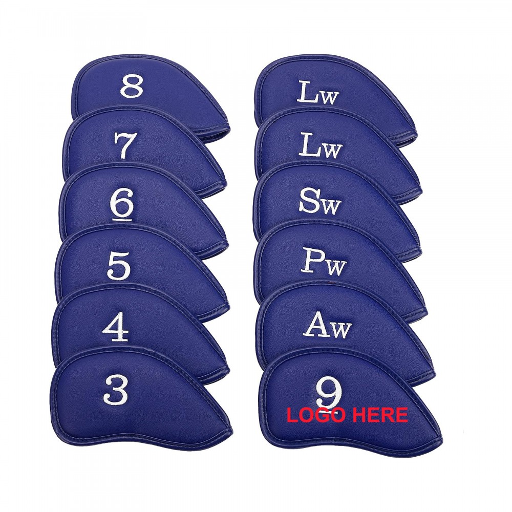 Golf 12pcs Thick Synthetic Leather Golf Iron Head Covers Set with Logo