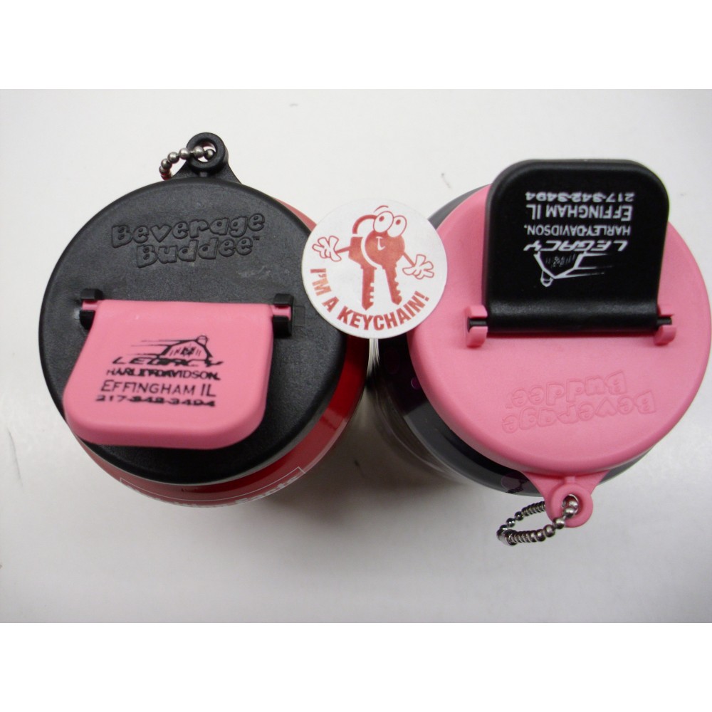 2 Color Beverage Buddee Keychain/Imprinted with 1 Color with Logo