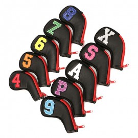 Promotional 10pcs PU Golf Irons Club Head Cover with Zipper Closure