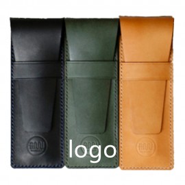 Felt Flip Closure Leather Pen Holder with Logo  Felt Flip Closure Leather Pen Holder with Logo
