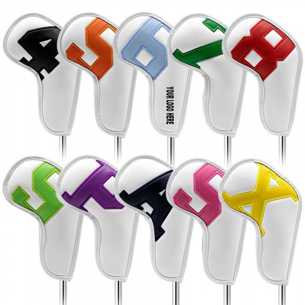 PU Leather Golf Club Protective Covers 10PCS with Logo