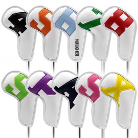 Logo Branded PU Leather Golf Club Protective Covers 10PCS