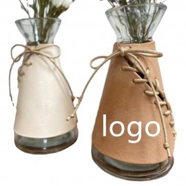 Customized Leather Weave Flower Vase Cover Holder