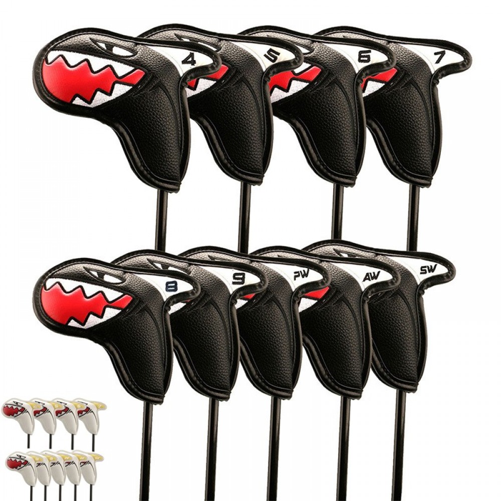 Custom 9pcs Shark Pattern PU Golf Irons Club Head Cover
