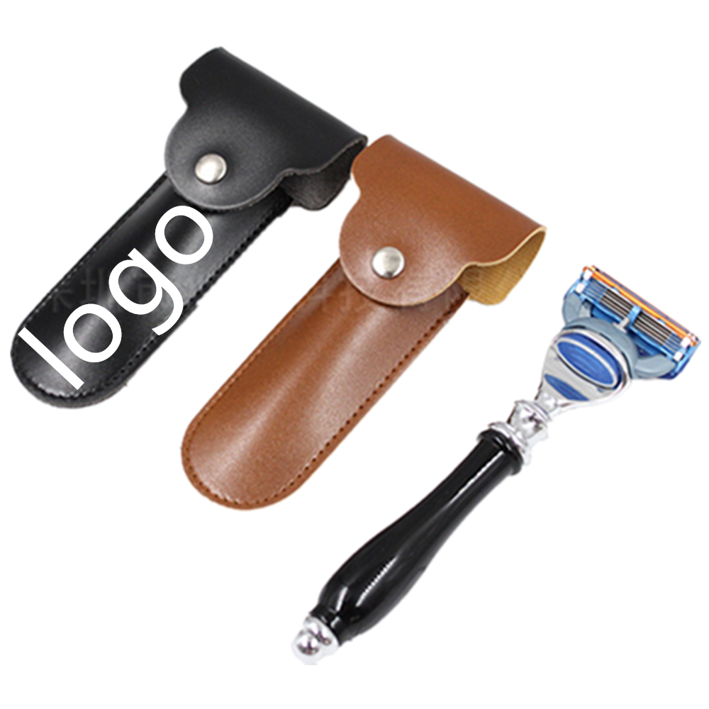 Leather Double Edge Safety Razor Protective Case with Logo