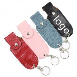 Leather Retractable Straw Protective Case with Logo  Leather Retractable Straw Protective Case with Logo