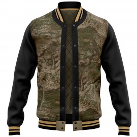 Logo Branded Men's Fashion Camo Varsity Baseball Jacket w/ Pocket