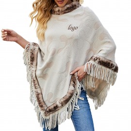 Promotional Faux Fur Shawl Wrap Cloak Coat