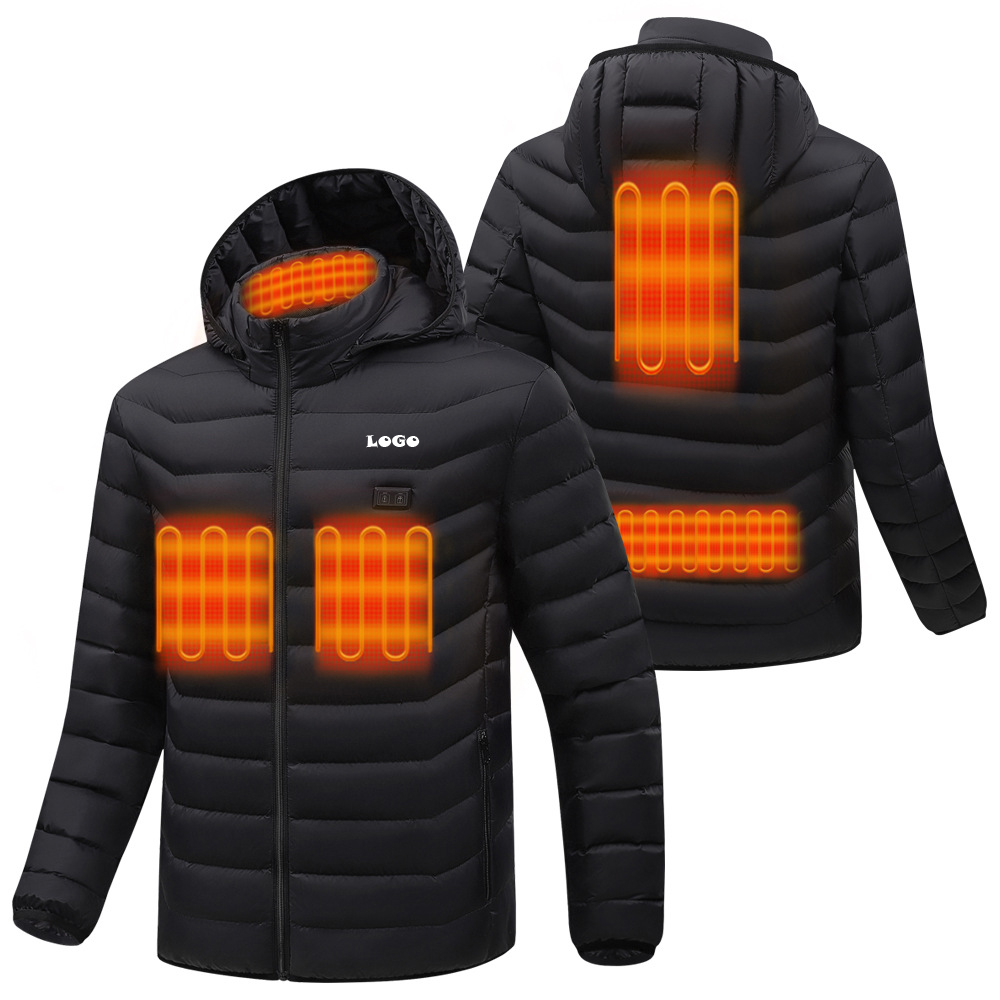 Personalized Heated Coat for Men with Detachable Hood