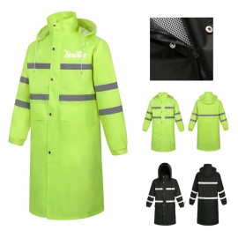 Logo Branded Waterproof Long Reflective Raincoat with Hood