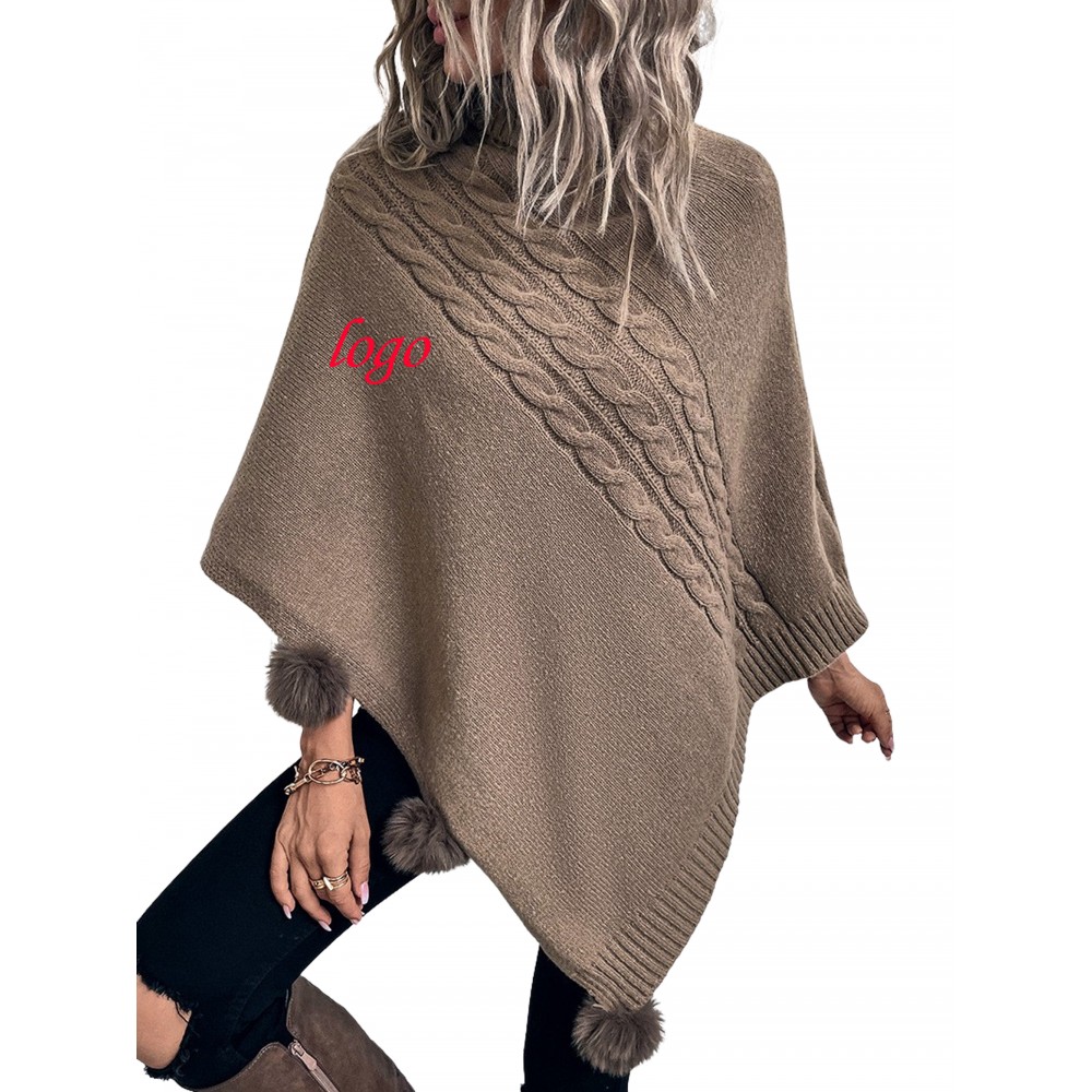 Knitted Pullover Cape Sweater with Logo