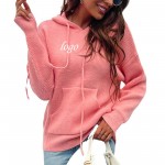 Hooded Drawstring Pullover Sweater with Logo