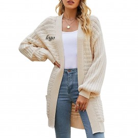 Long Sleeve Knit Cardigan Casual Sweater with Logo  Long Sleeve Knit Cardigan Casual Sweater with Logo
