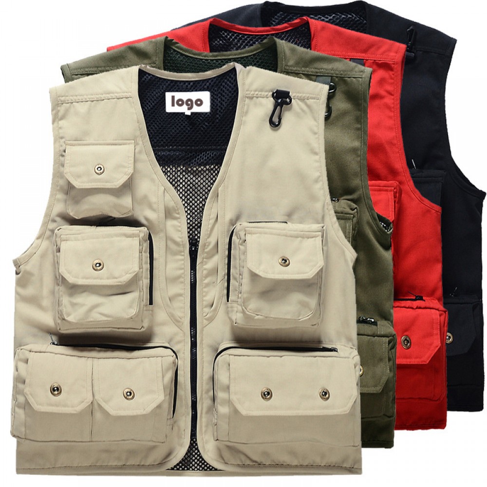 Custom Fishing Vest Multi Pockets Travel Photography Vest Outdoor Hunting Breathable Waistcoat Jackets