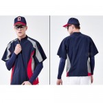 Premium Short Sleeve Quarter Zip Baseball Windbreaker - Woven Satin with Logo