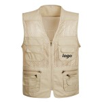 Logo Branded Mens Mesh Quick Dry Outdoor Work Fishing Travel Photo Vest with Multi Pockets