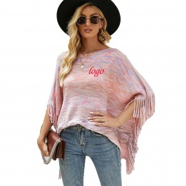 Personalized Knit Loose Tassel Pullover Cape Sweater