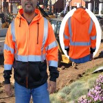 3C Products ANSI 107-2020 Class 3 Full Zip Fleece Neon Safety Orange Hoody Jacket with Logo
