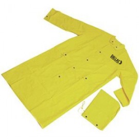 35 mil yellow PVC raincoat (48"), heavyweight, reinforced with strong polyester net backing with Logo