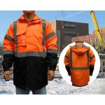3C Products Neon Orange Safety Jacket Parka ANSI Class 3 Black Bottom with Logo
