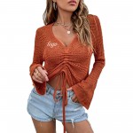 Personalized Oversized Crochet Ruched drawstring Pullover Sweaters