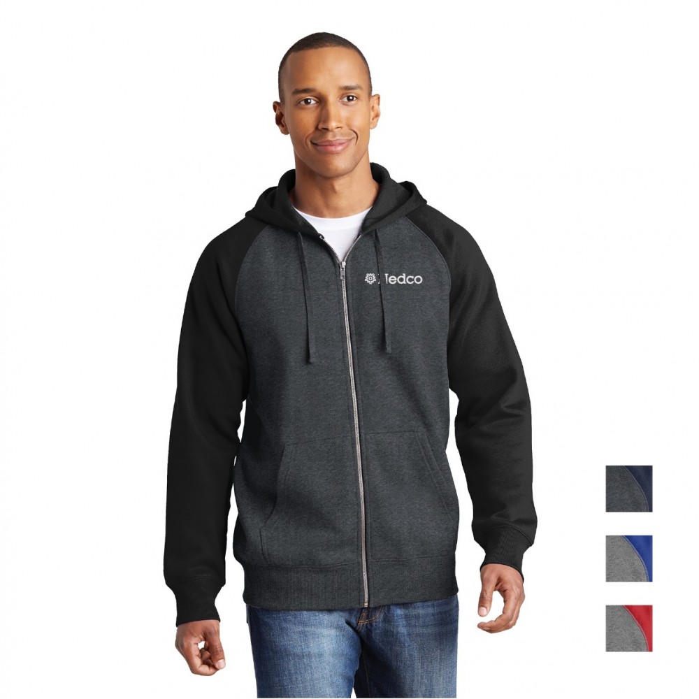 Customized Sport-Tek Raglan Colorblock Full-Zip Hooded Fleece Jacket